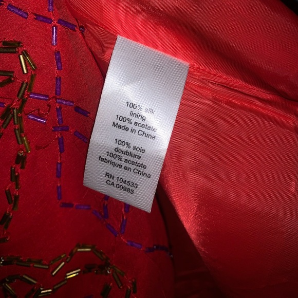 NANETTE LEPORE WOMENS BEADED SLEEVELESS TED ORANGE SILK DRESS SIZE 2 - Picture 3 of 5